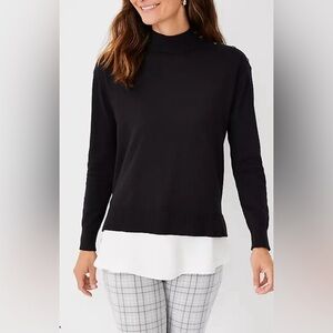 Ann Taylor Mock Neck Button Shoulder Sweater
